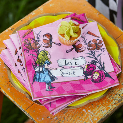 Alice in Wonderland Pink Napkins - 20 Pack | Tea Party Decor |