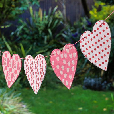 Recycled Cotton Paper Heart Garland - 2m | Heart Decor |