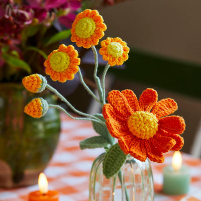 Crochet Flower Stems - 5 Pack | Fall Decor |