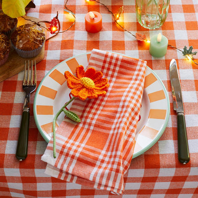 Orange Gingham Napkins - 2 Pack | Summer Tableware |