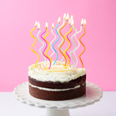 Rainbow Twisted Birthday Candles - 20 Pack | Cake Candless |