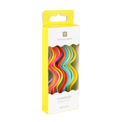 Rainbow Twisted Birthday Candles - 20 Pack | Cake Candles |