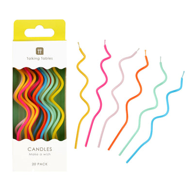 Rainbow Twisted Birthday Candles - 20 Pack | Cake Candless |
