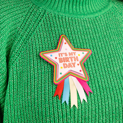 Birthday Brights Multi Colored Birthday Star Rosette Badge