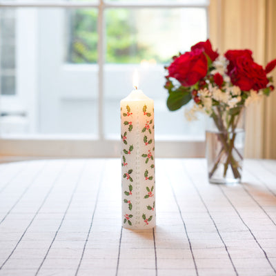 Holly Christmas Pillar Advent Candles| Holiday Candles |