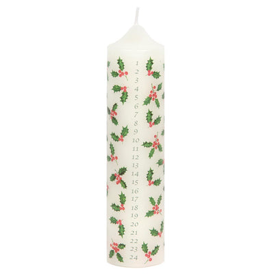 Holly Christmas Pillar Advent Candles| Holiday Candles |