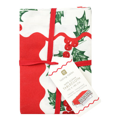 Botanical Holly Fabric Table Cover - 140 cm x 180cm