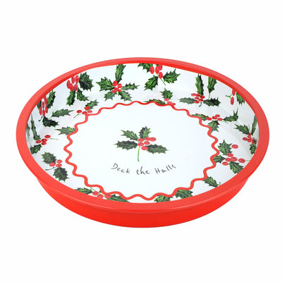 Holly Tin Tray - 30cm | Christmas Decor |
