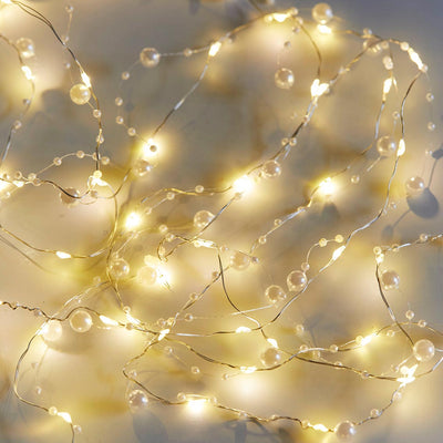 White Bead String Lights - 10ft | Table Decor |