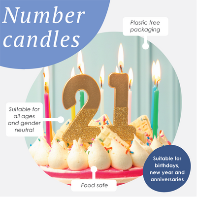 Gold Glitter Number Candle - 6 | Birthday Candles |