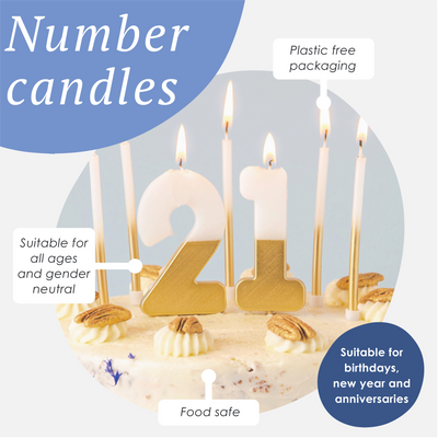 White & Gold Number Candles Starter Set - 0-9