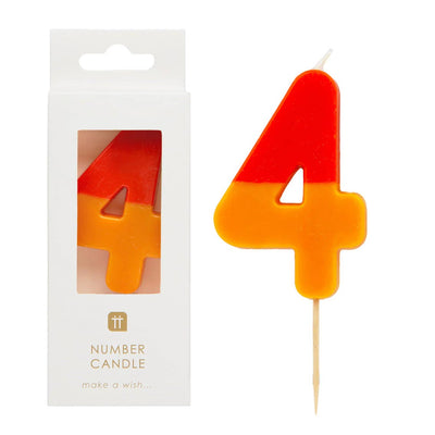 Orange and Red Number Candle - 4