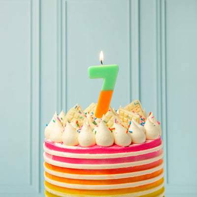 Orange & Sage Green Number Candle - 7 | Birthday Candles |