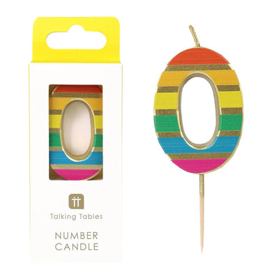 Rainbow Number Candle - 0 | Pride Party Decor |