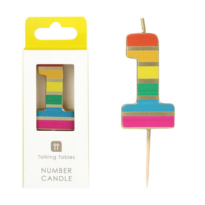 Rainbow Number Candle - 1 | Pride Party Decor |