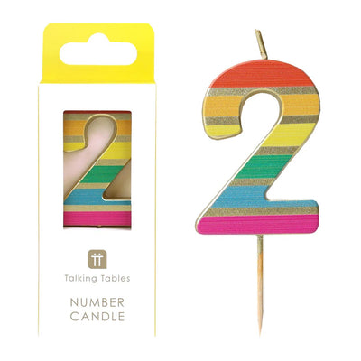 Rainbow Number Candle - 2 | Pride Party Decor |