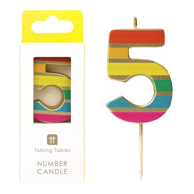 Rainbow Number Candle - 5 | Pride Party Decor |