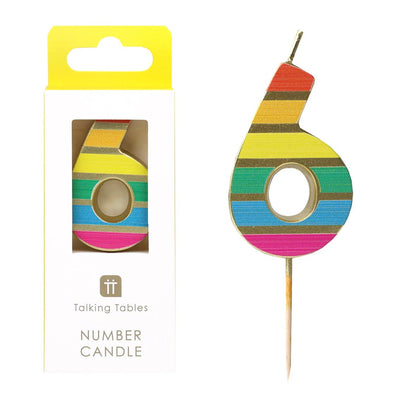 Rainbow Number Candle - 6 | Pride Party Decor |