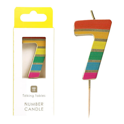Rainbow Number Candle - 7 | Pride Party Decor |