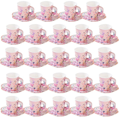 Floral Cup and Saucer Set - 24 Pack