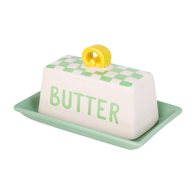 Green Check Butter Dish | Kitchen Gifts |