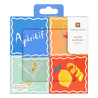 Bon Appetit Aperitif Recycled Paper Cocktail Napkins - 20 Pack | Summer Decor |