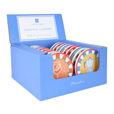 4 Drink Icons Coasters - Mixed Display - 20 Pack | Summer Gifts |
