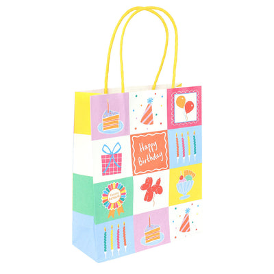 Happy Birthday Icons Gift Bags - 8 Pack | Birthday Decor |
