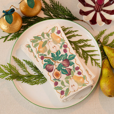 Autumnal Fruit Long Lunch Paper Napkins - 16 Pack | Everyday |