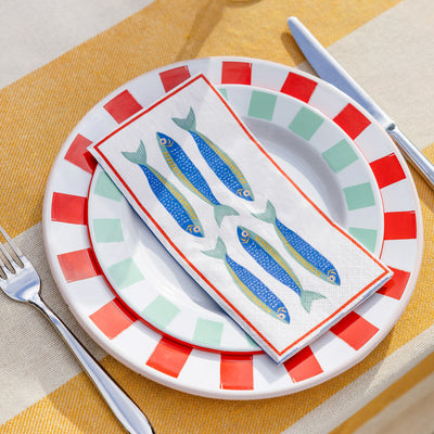 Sardine Fish Long Lunch Paper Napkins - 16 Pack | Summer Dinner Napkins |