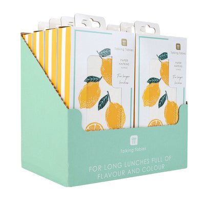 Lemon Long Lunch Paper Napkins - 16 Pack | Summer Napkins |