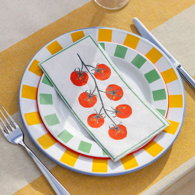 Tomato Long Lunch Paper Napkins - 16 Pack | Summer Dinner Napkins |