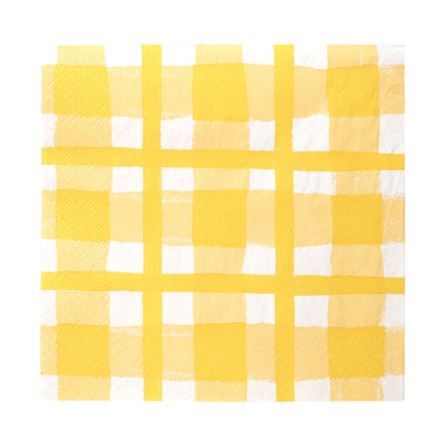 Yellow & White Check Napkins - 20 Pack | Summer Napkins |