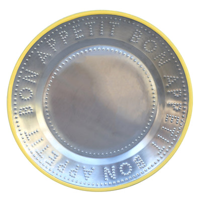 Bon Appetit Yellow Metal Reusable Plate - 25cm
