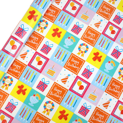 Birthday Icons Recycled Wrapping Paper - 3m | Birthday Decor |