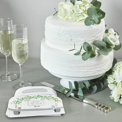 Just Married Car Shaped Napkins - 16 Pack | Wedding Decor |