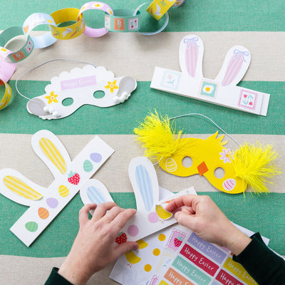 Easter Bunny Masks & Headband Kit - 12 Pack | Easter Decor |