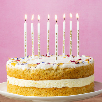 White & Gold Birthday Candles - 24 Pack | Cake Candles |