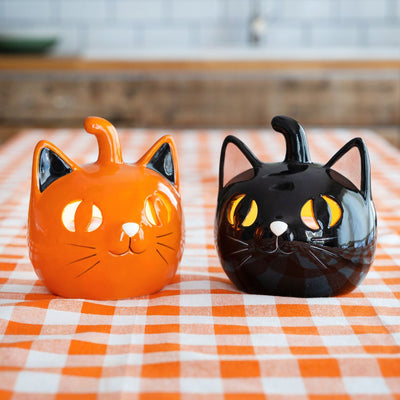 Ceramic Black & Orange Cats - 15cm | Everyday Decor |
