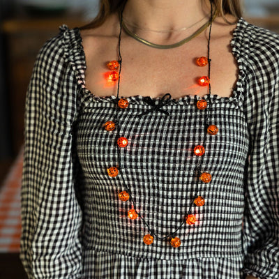 Pumpkin LED Necklace - 12 Pack Display | Halloween Decor |