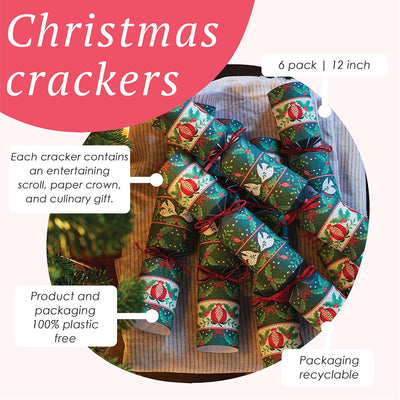 Two Design Christmas Crackers - 6 Pack | Christmas Decor |