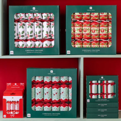 Folk Red Christmas Crackers - 6 Pack | Vintage Christmas |