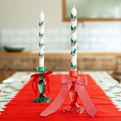 Holly Christmas Dinner Candles - 12 Units Display | Christmas Decor |