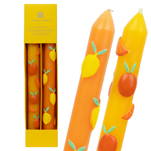 Lemon & Orange Dinner Candles - 2 Pack | Summer Gifts | – Talking