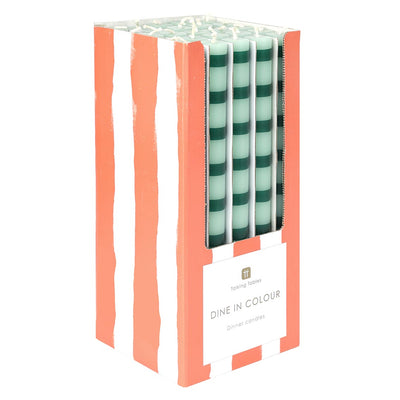 Green Stripe Dinner Candles - Display | Everyday Gifts |
