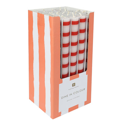 Red & White Stripe Dinner Candles - POS Unit