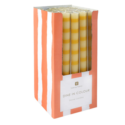 Yellow Stripe Dinner Candles - Display | Summer Decor |