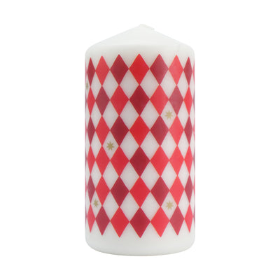 Red Harlequin Pillar Candle - 6'' | Home Decor |