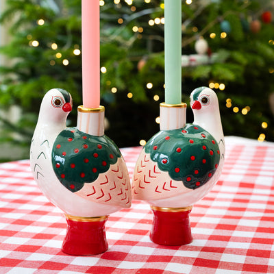 Bird Ceramic Candle Holder | Christmas Candle Holder |