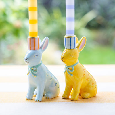 Hand-Painted Bunnies Ceramic Candle Holders | Uinique Decor |